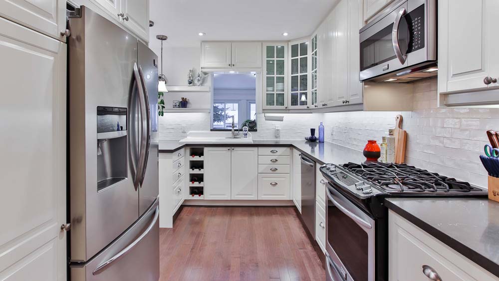 Kitchen with all-new stainless steel appliances